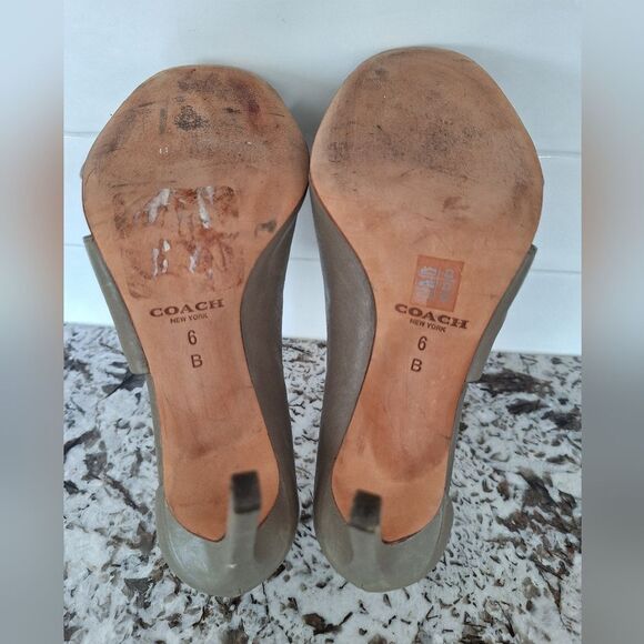 COACH | Manhattan Genuine Leather Grey Green Stiletto Sandal Size 6B - Picture 7 of 8